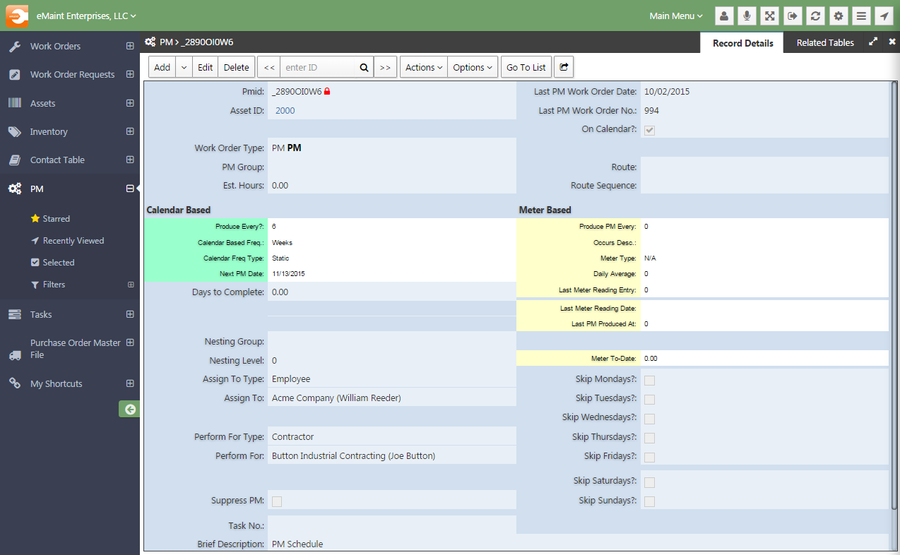 eMaint CMMS preventive maintenance