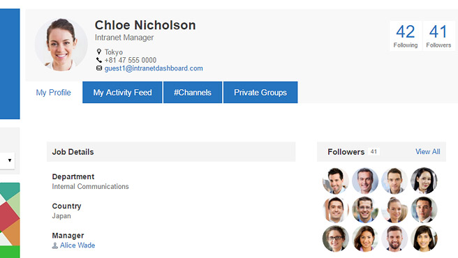 GreenOrbit Software - Employee profiles contain information including contact details, department, groups, activity and more