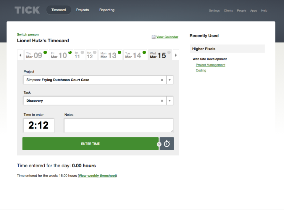 Tick Software - Tick timecard