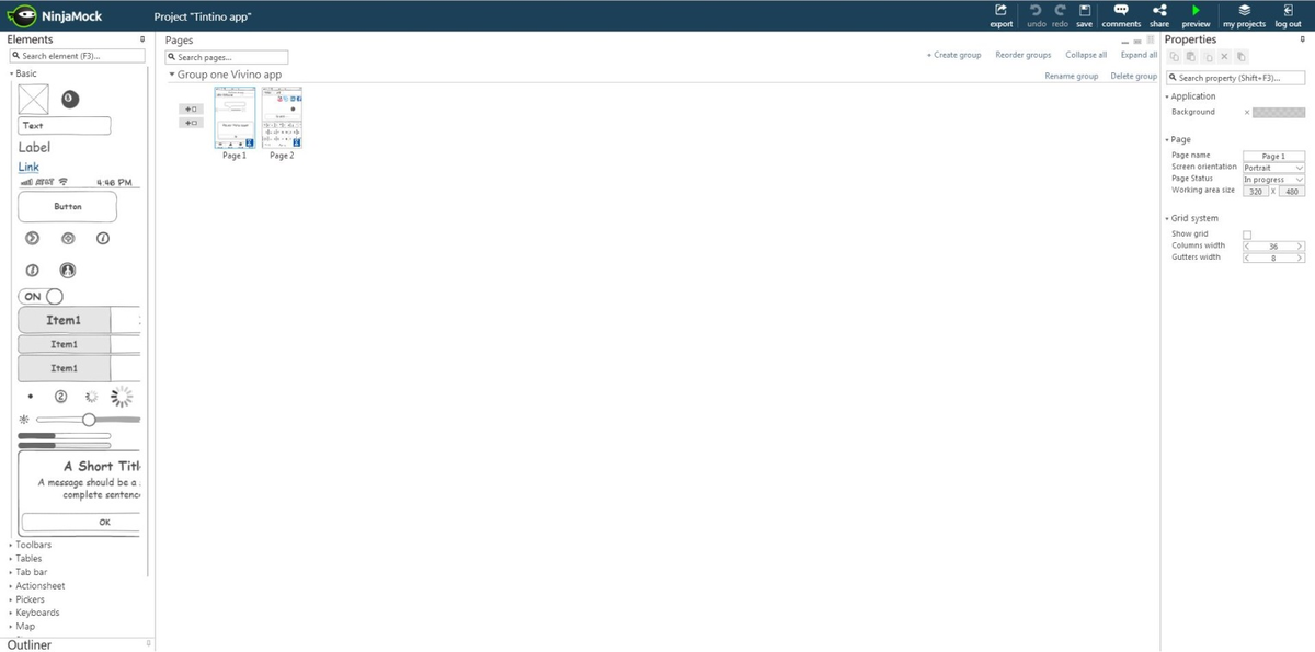 NinjaMock Software - The size of NinjaMock's vector-based HTML5 design surface is unrestricted