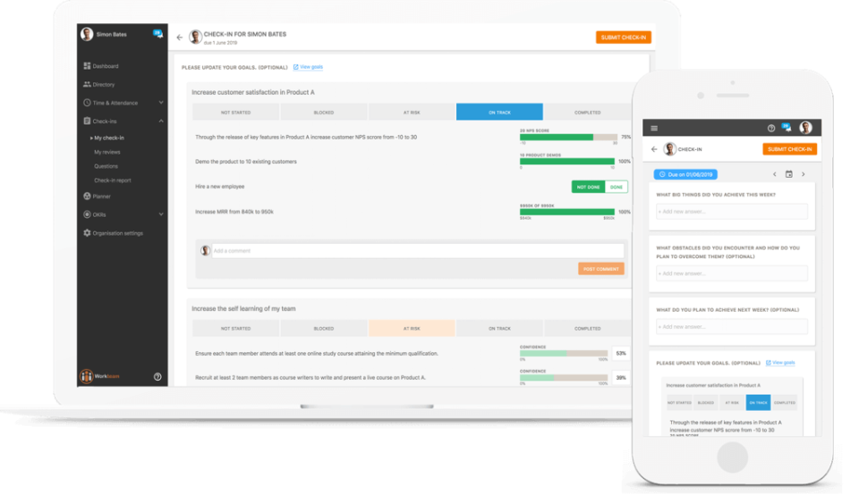 Workteam OKR: employee check-in