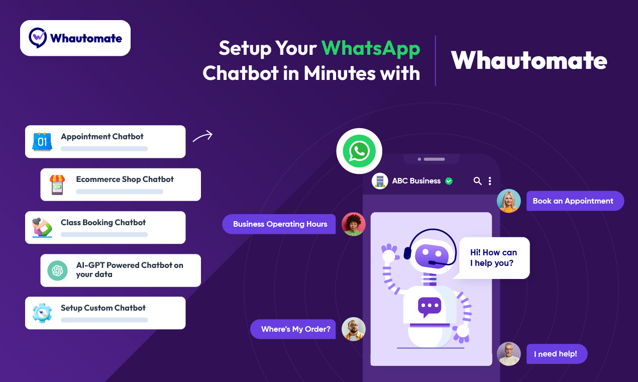 Whautomate screenshot: WhatsApp Chatbot