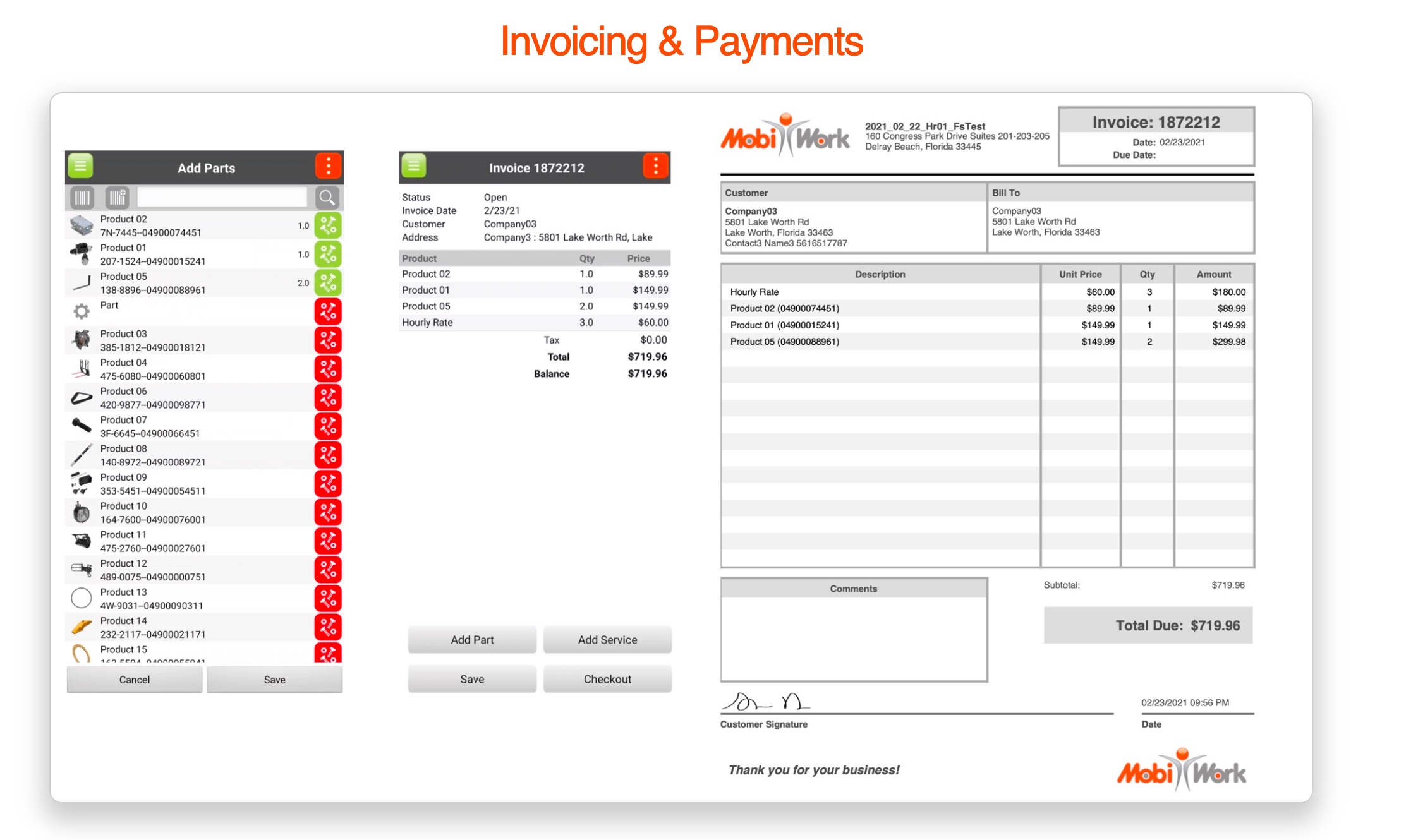 Invoice your customers accurately (correct parts, services & prices) and immediately to get paid faster!
