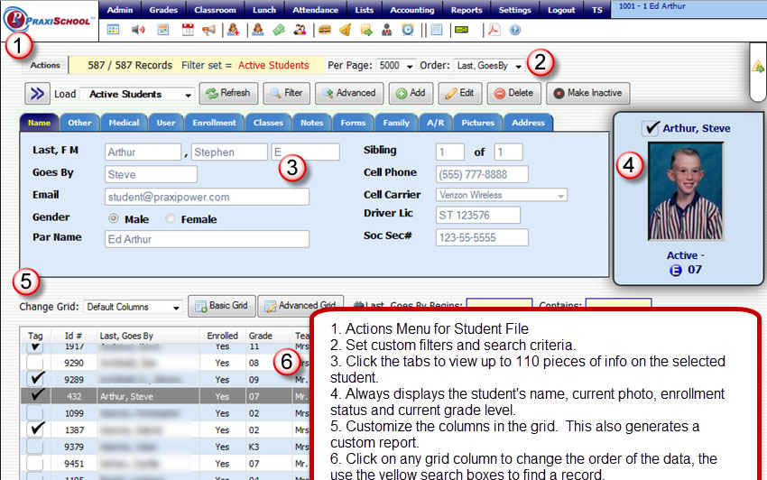 PraxiSchool Software - PraxiSchool - Dashboard