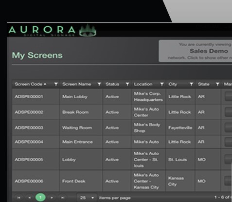 Aurora screen management