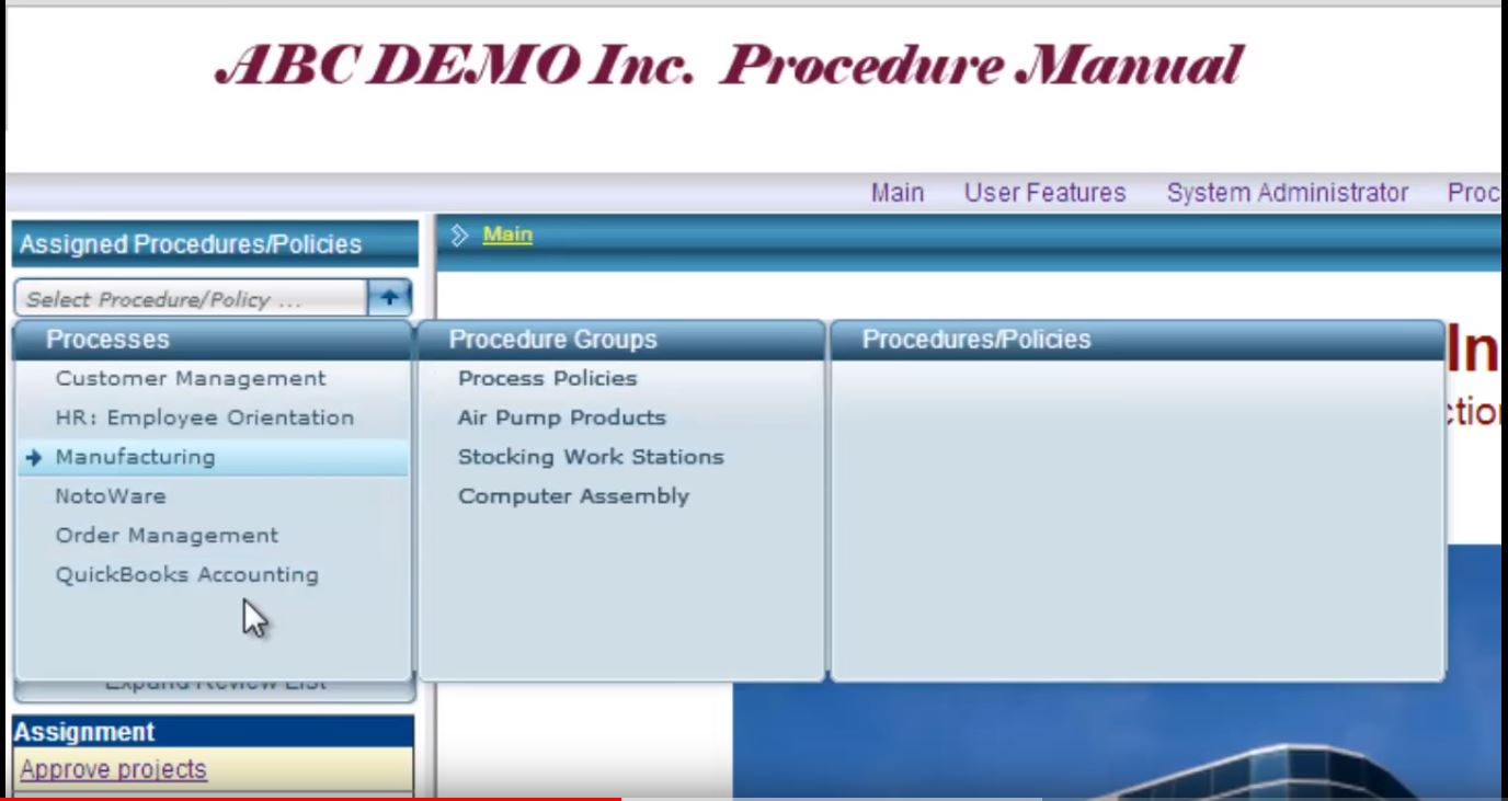 NotoWare processes selection screenshot