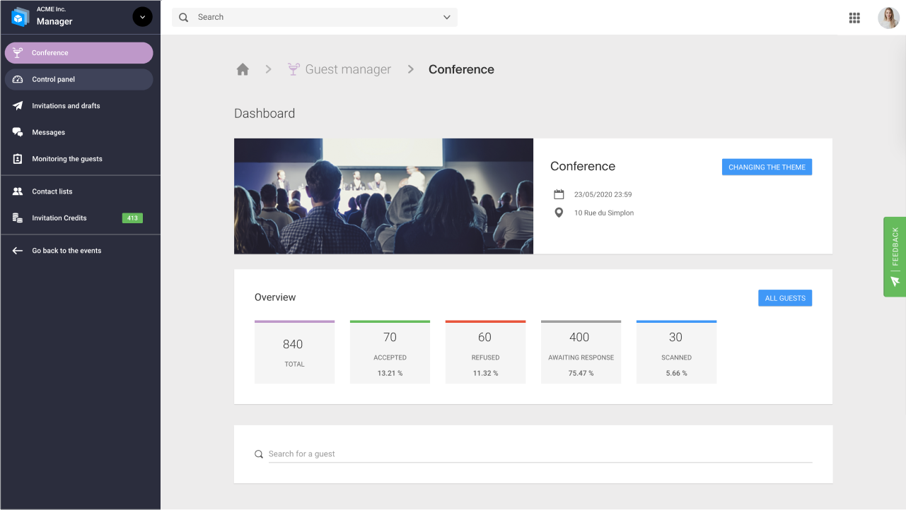 Guest manager dashboard
