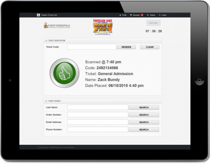 Simple and quick on-site redemption with search capabilities.