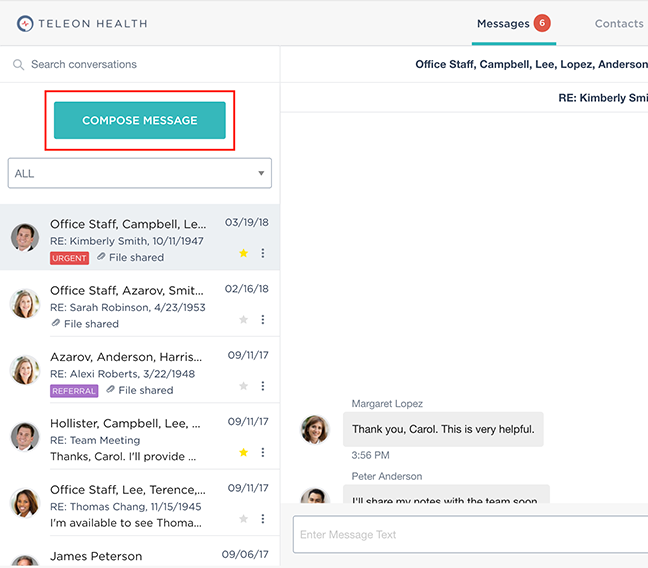 Teleon managing messages