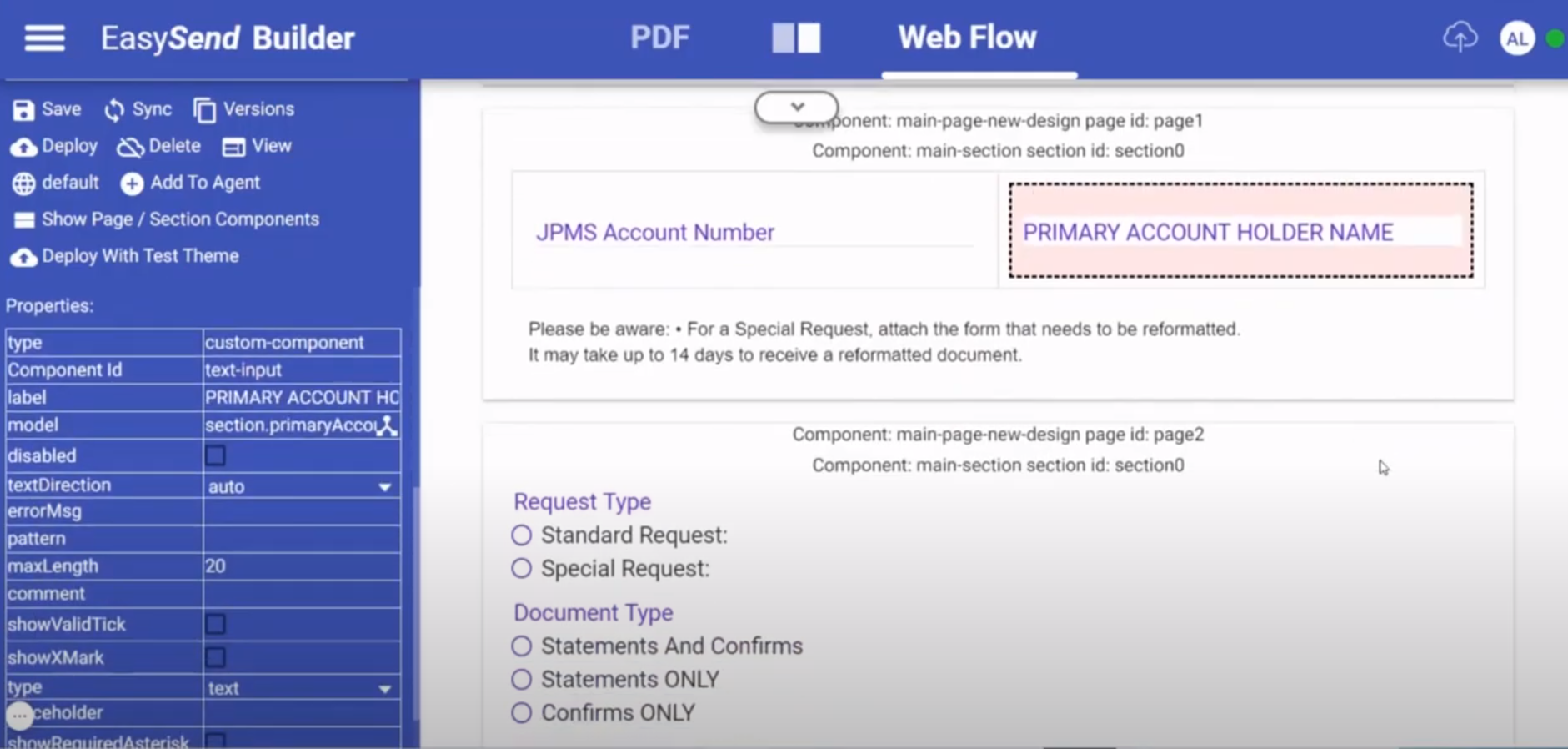 EasySend web flow