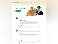 Workhuman Social Recognition Software - Each of your employees will have a unique feed based on their?team, their interaction in the program, and their past recognition moments. This creates a network that unites people and creates an employee experience that is fun, engaging, and focused on gr