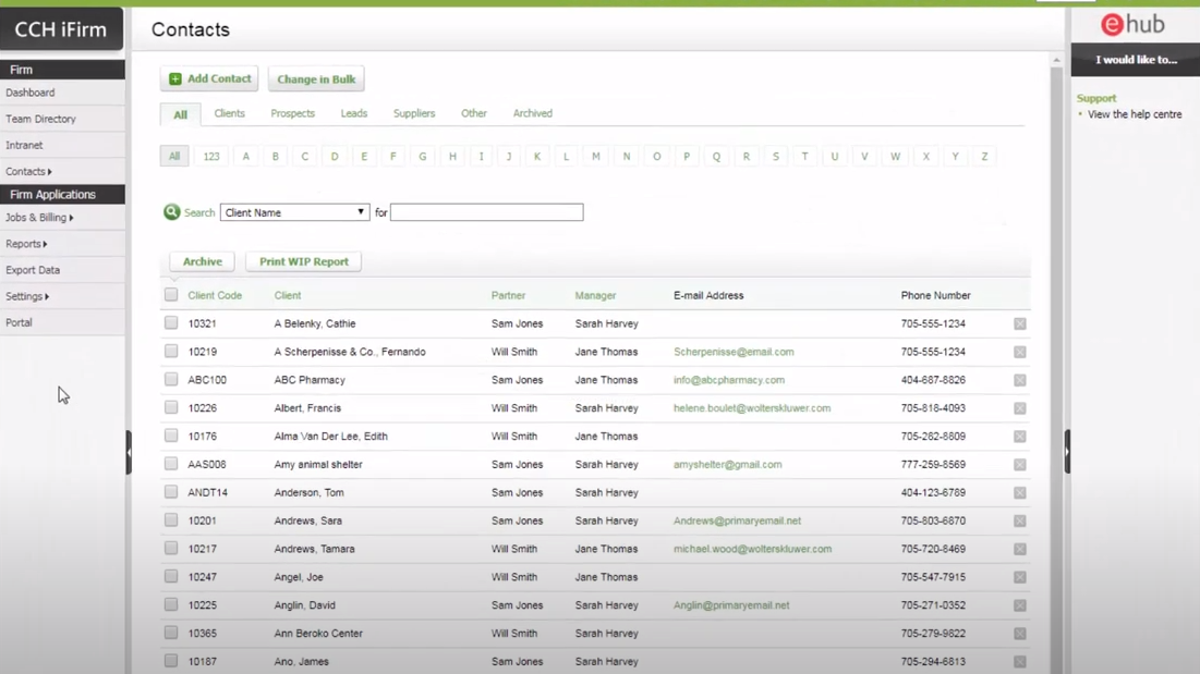 CCH iFirm Software - CCH iFirm contact management