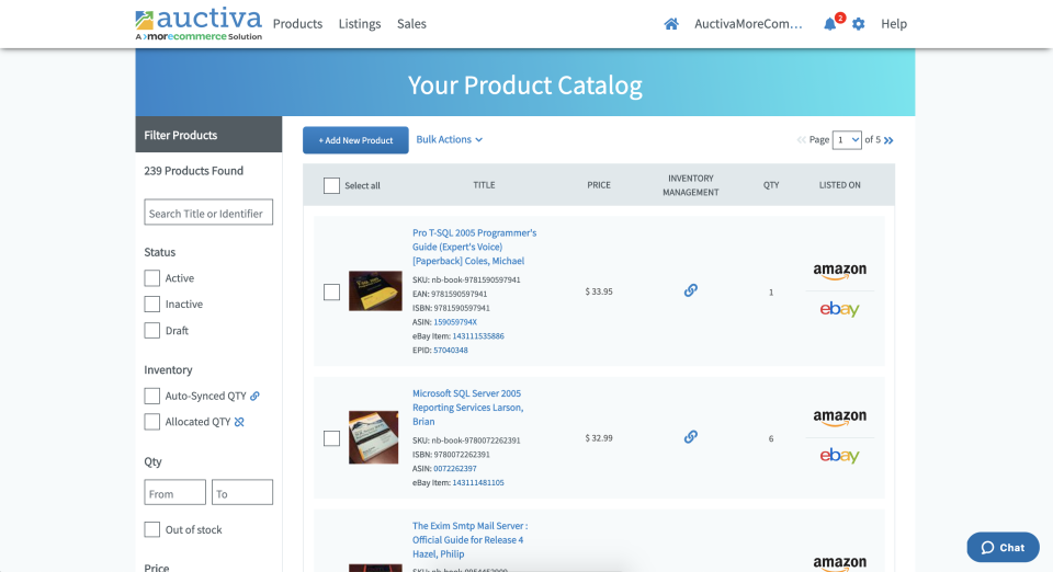 Auctiva product catalog