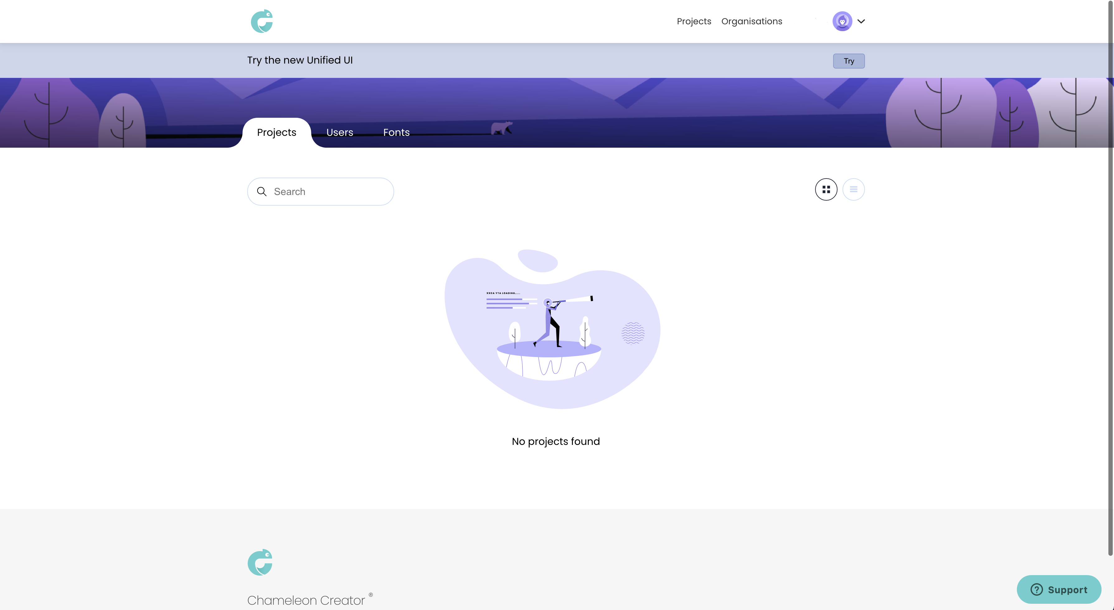 Chameleon Creator screenshot: Chameleon Creator project dashboard
