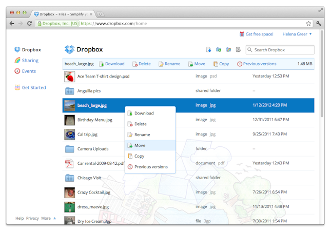 Dropbox Business screenshot: Store files & photos of any format