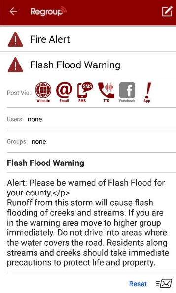 Regroup Mass Notification