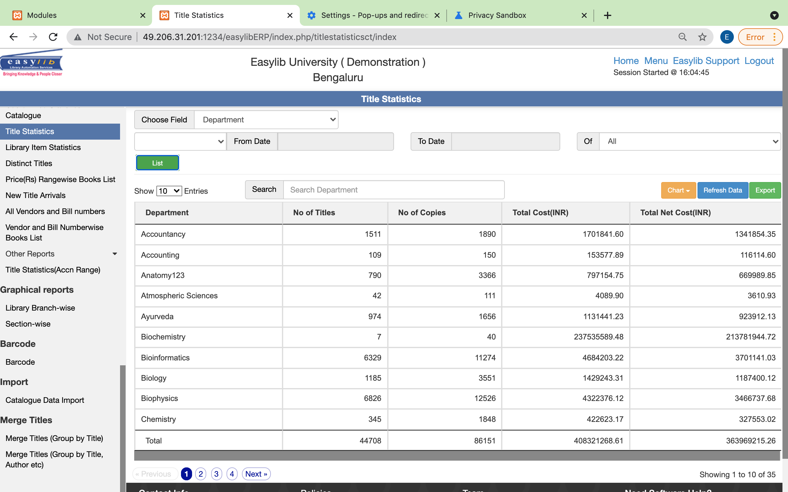 Get easy statistics based on category, subject, department and much more