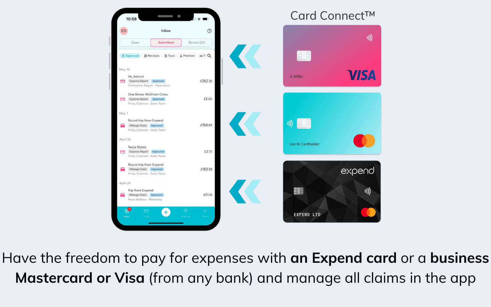 Expend Software - With Expend's new Card Connect feature, you and your teams have the freedom to pay for expenses with an Expend card or any business Mastercard or Visa (from any bank). Transaction information will be imported into Expend in real time for simple reporting.