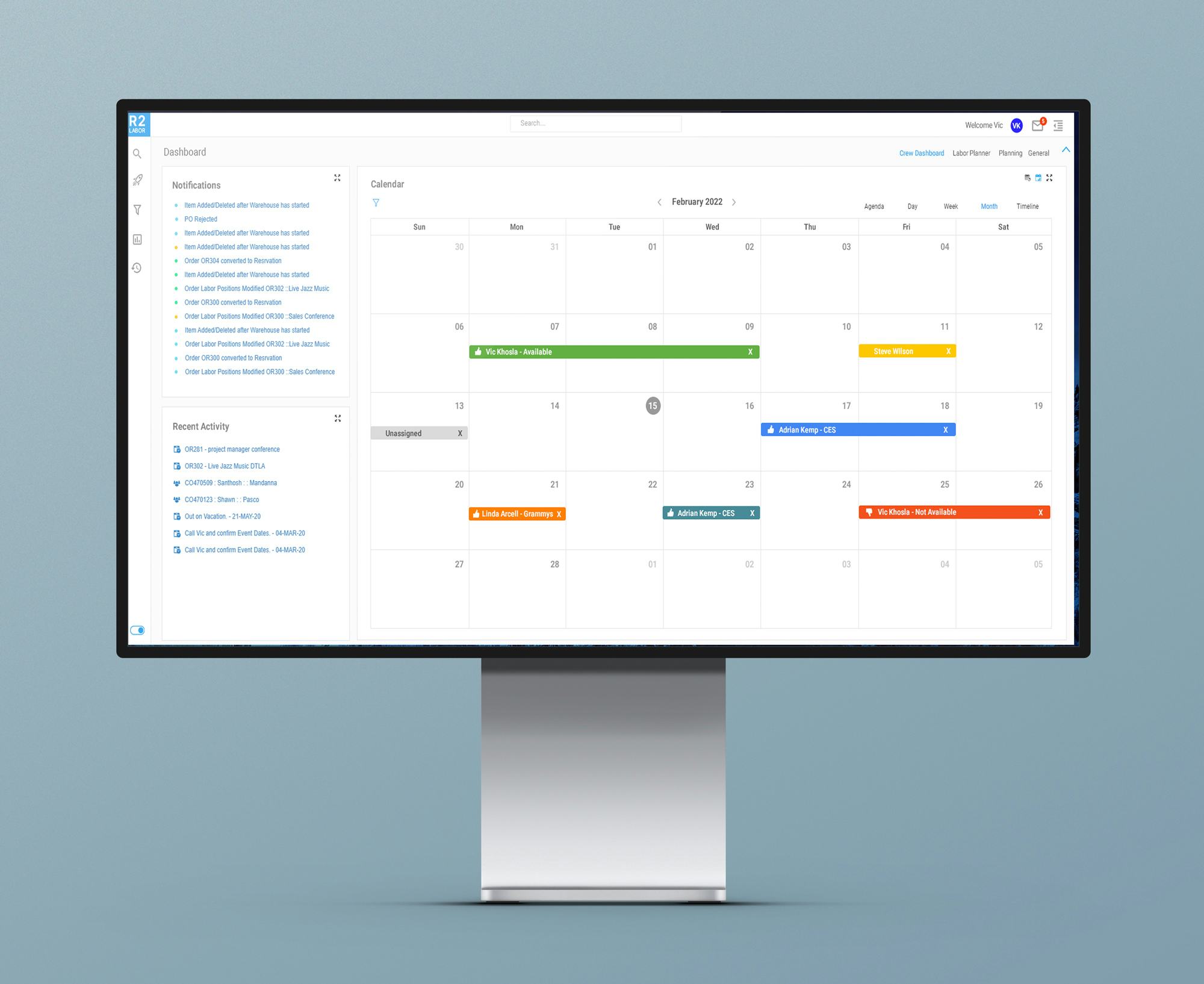 R2 Rental Equipment Management Software Software - R2 Labor Planning and Scheduling with graphical drag and drop interface, reports, and custom fields.