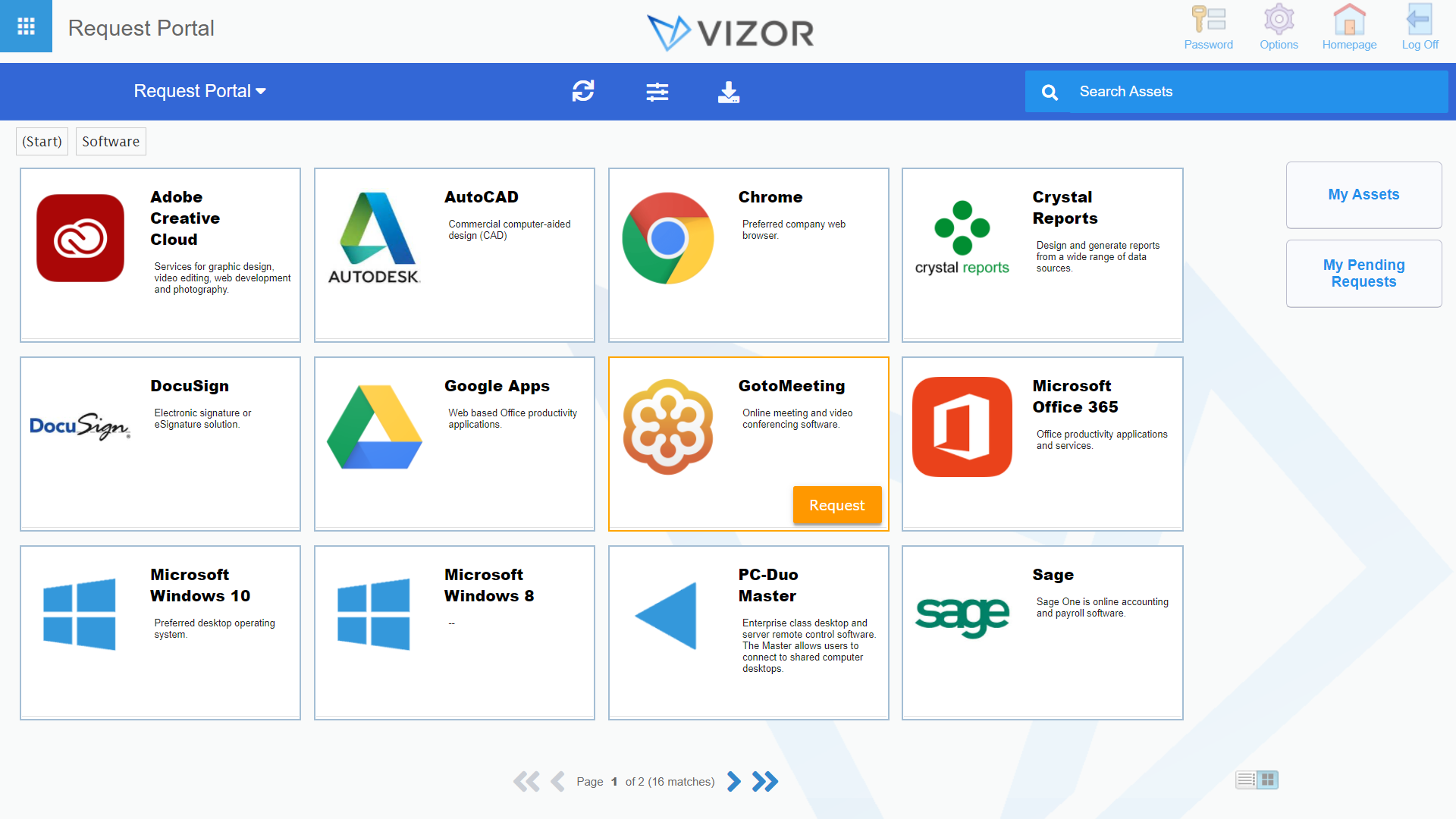 VIZOR IT Asset Management Software - IT Service Request Portal