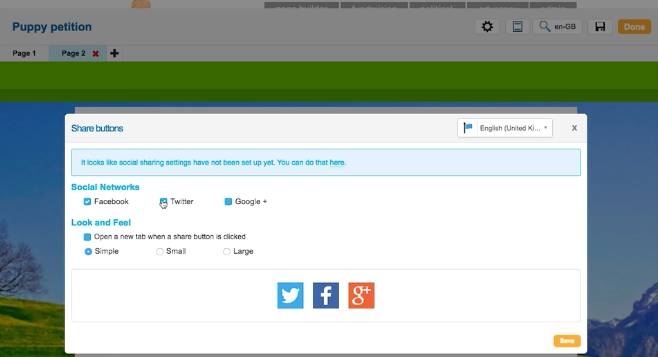 Engaging Networks Software - Share on with friends via social media integration