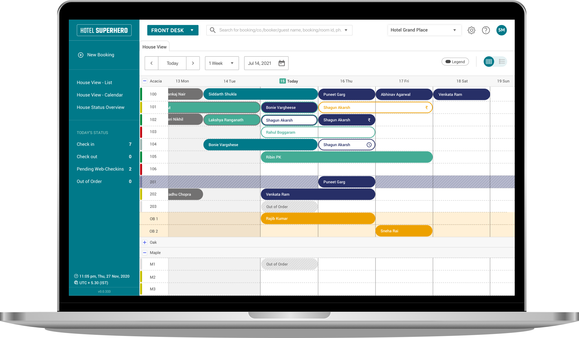 Hotel Superhero screenshot: Front Desk House View