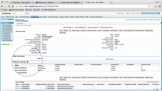 Use Kenandy to manage and track materials and labor