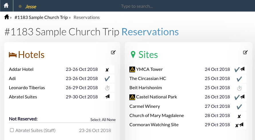 TOP reservation request