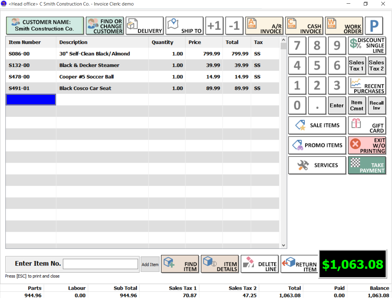 Windward System invoice Five