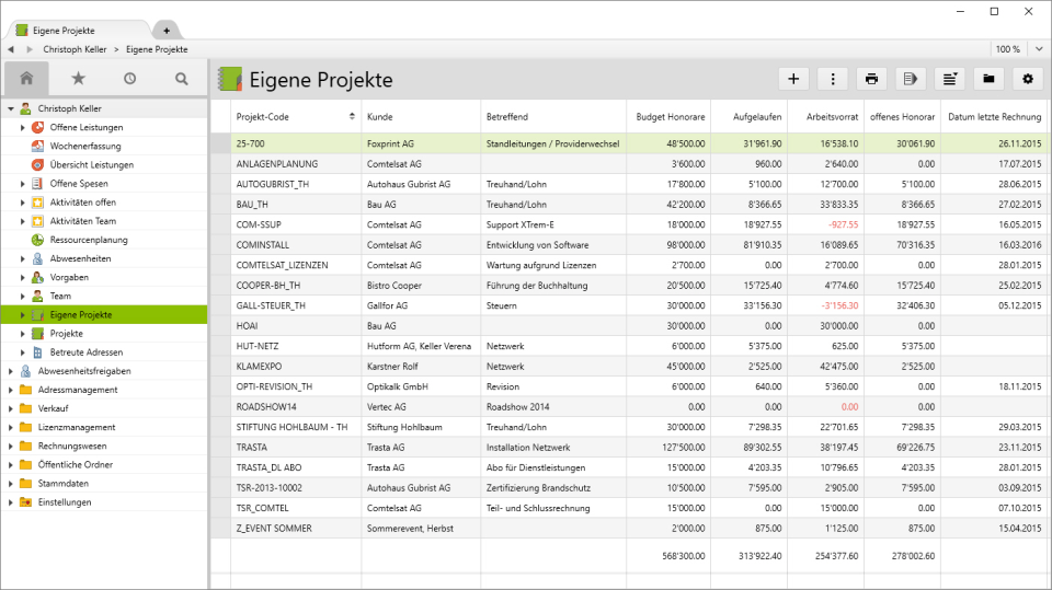 Vertec projects