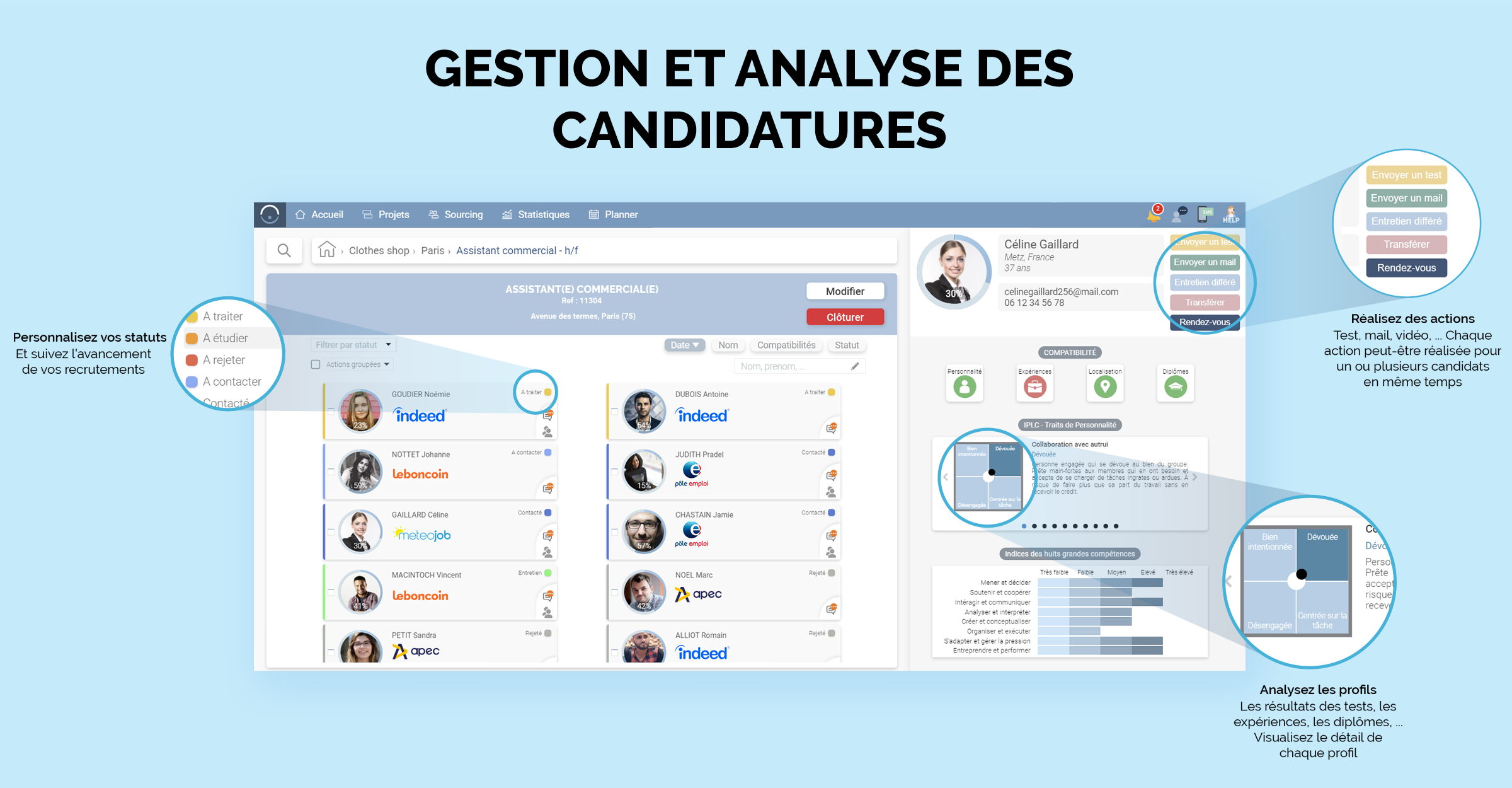 Softy screenshot: Analysez et gérez l'ensemble de vos candidatures