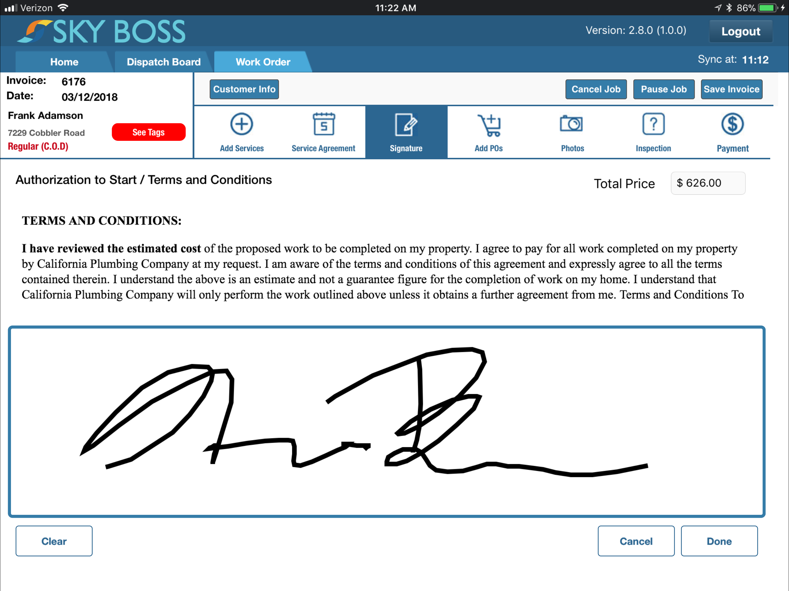 Billing and invoicing capabilities include the ability to capture customer signatures digitally, and log all transaction records