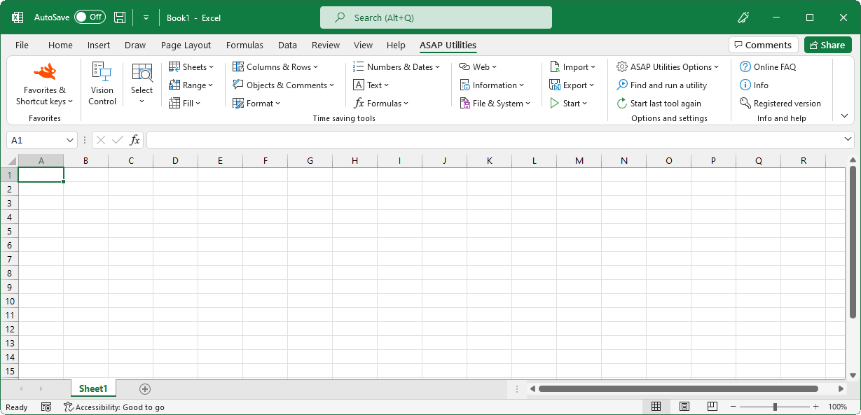 ASAP Utilities for Excel Logiciel - 1