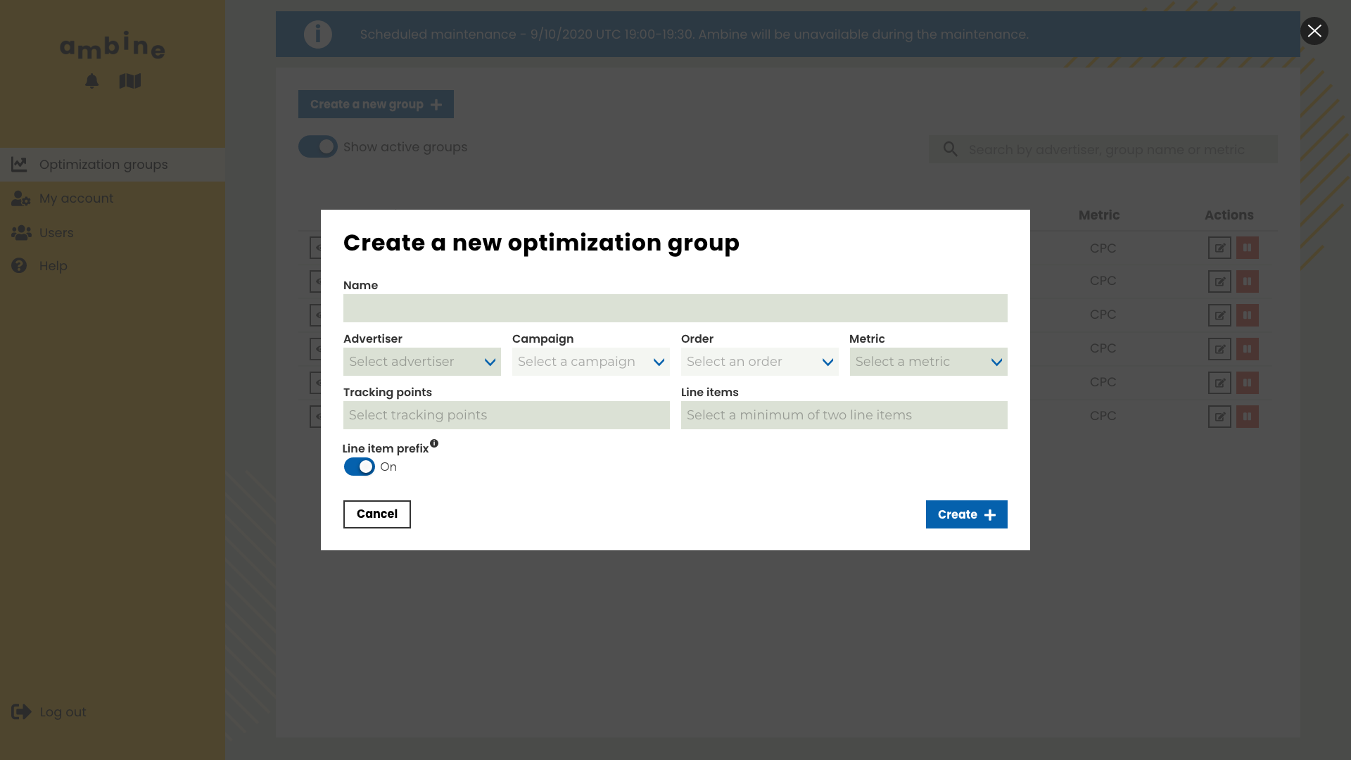 Optimization group creator