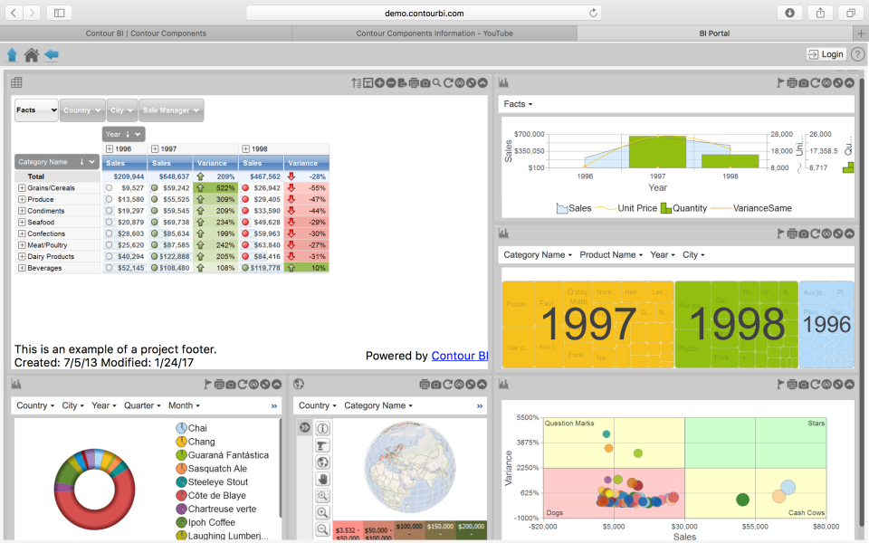 Contour BI screenshot: Contour BI 6 Dashboard