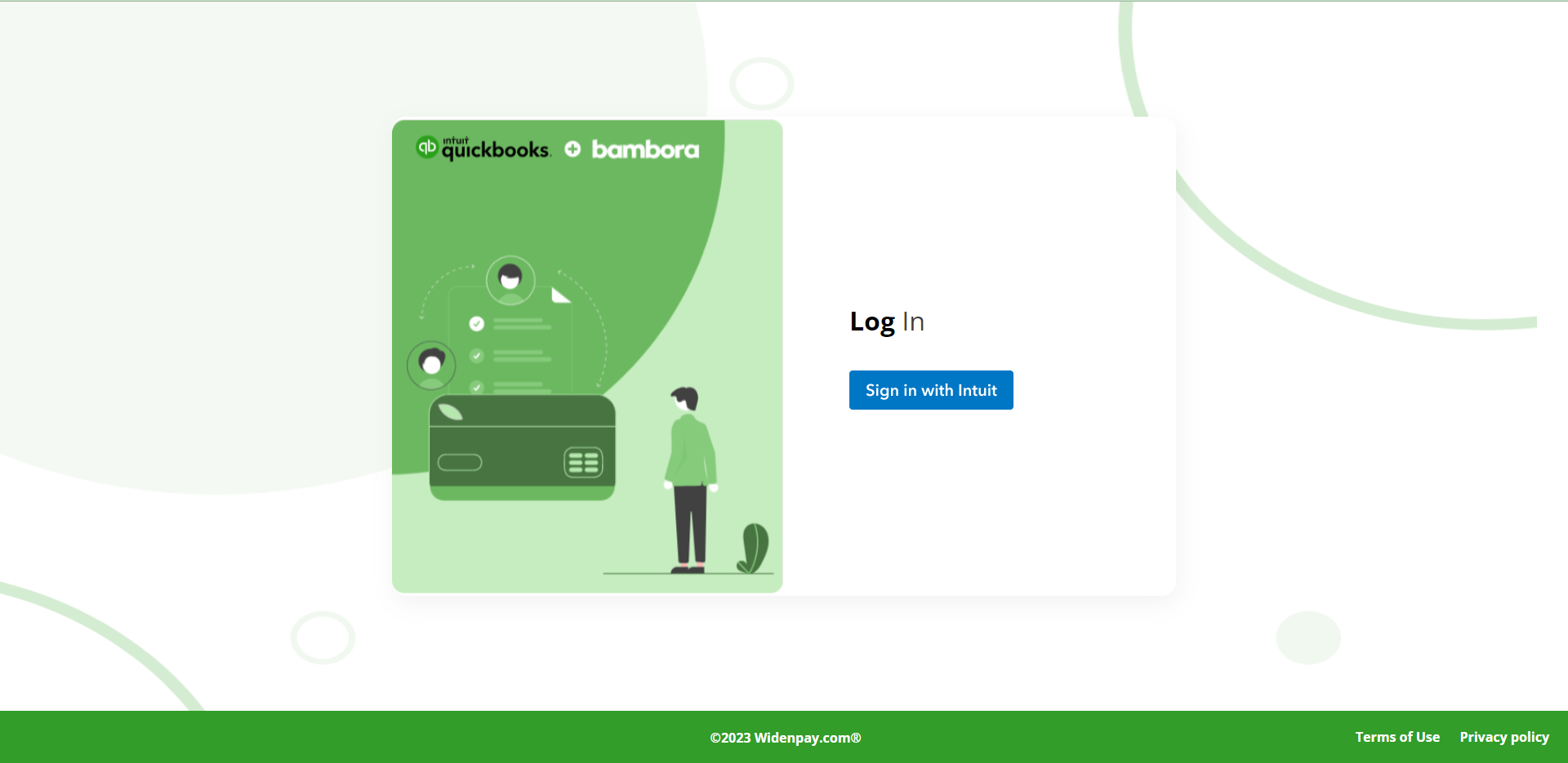 WidenPay screenshot: WidenPay integrate sign-in with Intuit