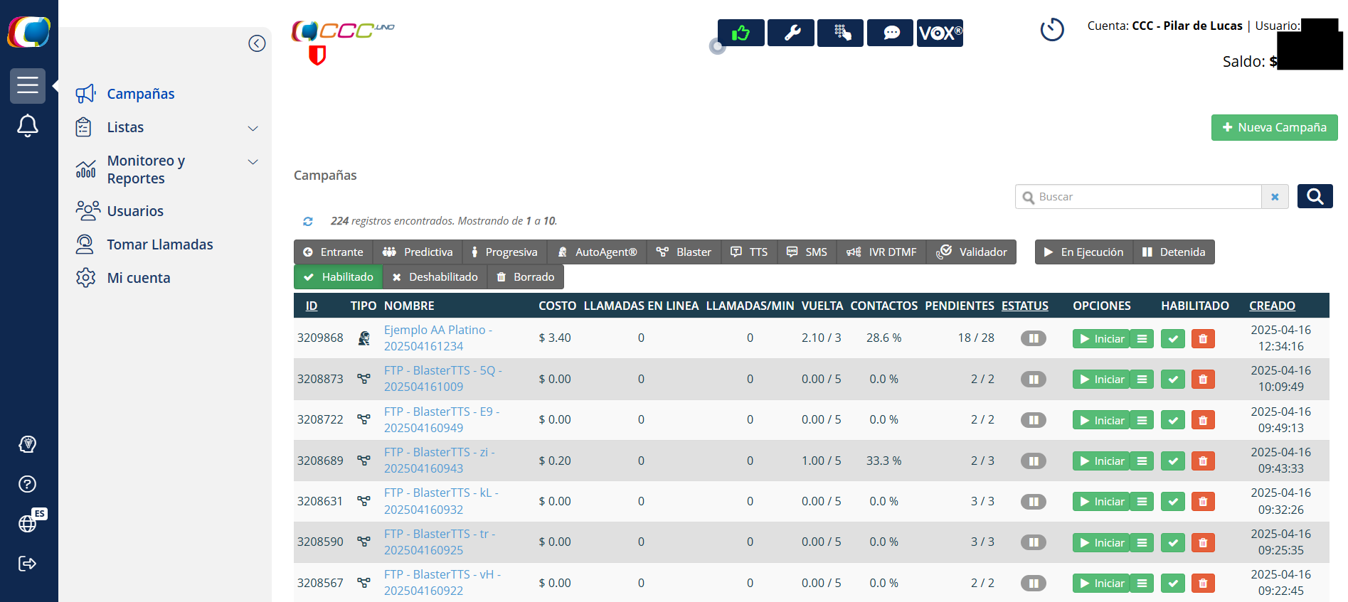 CCC.uno screenshot: CCC.uno dashboard