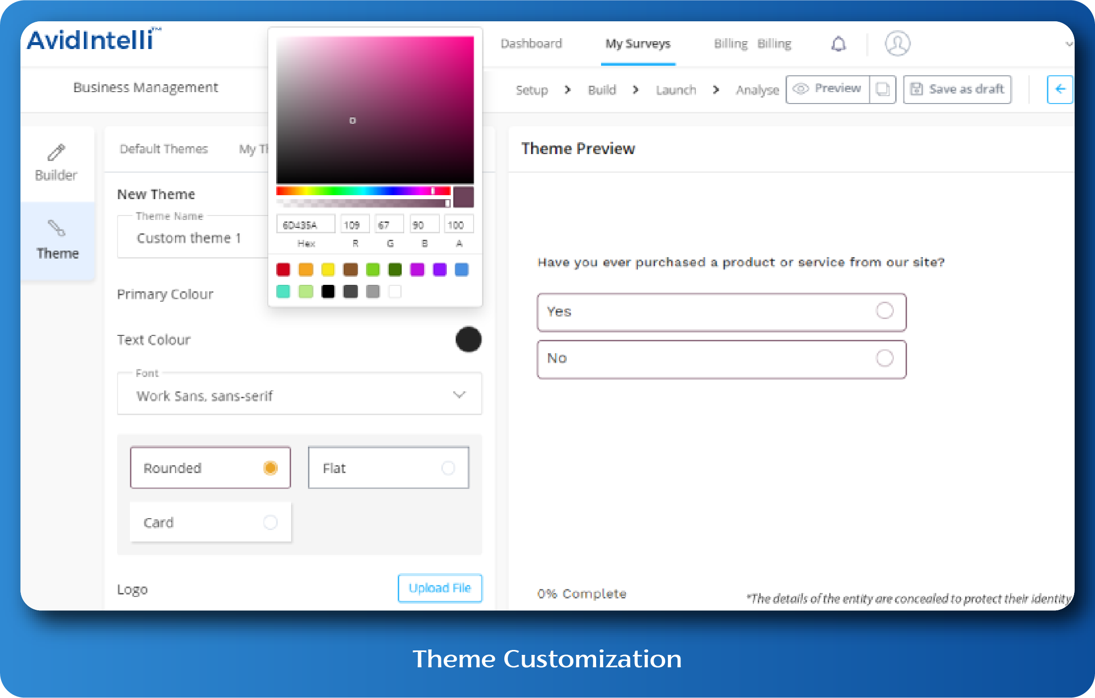 Customize your survey themes according to your brand needs