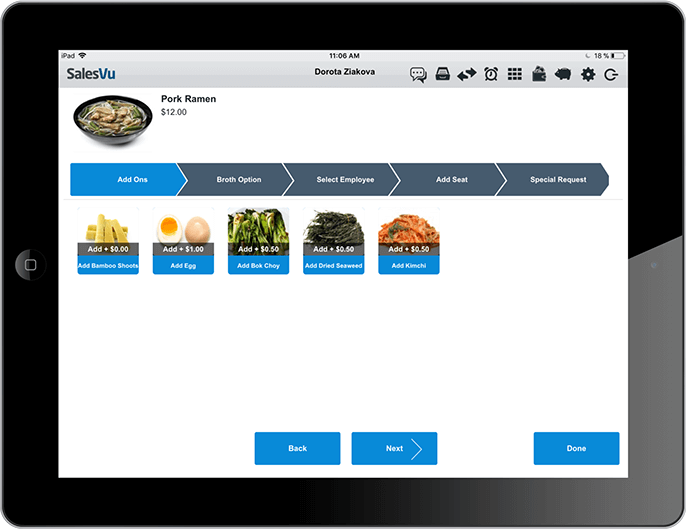 SalesVu Software - POS by Salesvu: placing orders screenshot