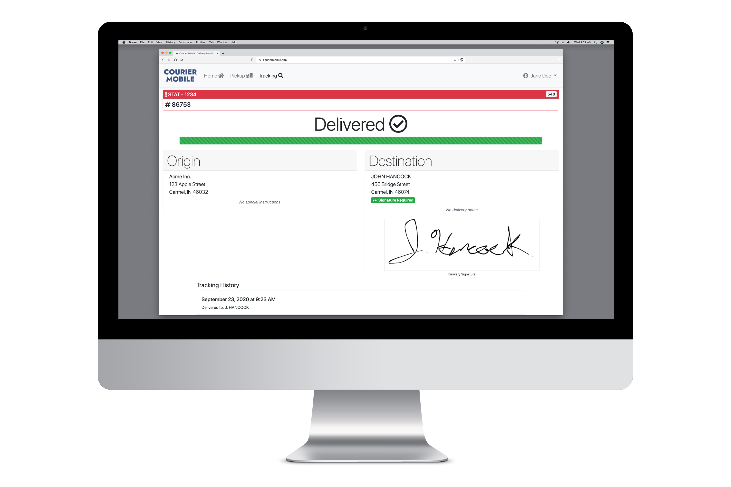 Courier Mobile screenshot: Courier Mobile desktop