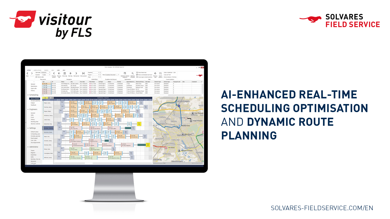 FLS VISITOUR screenshot: VISITOUR is the AI-enhanced software that optimises the planning and management of your field service operations in real time. 