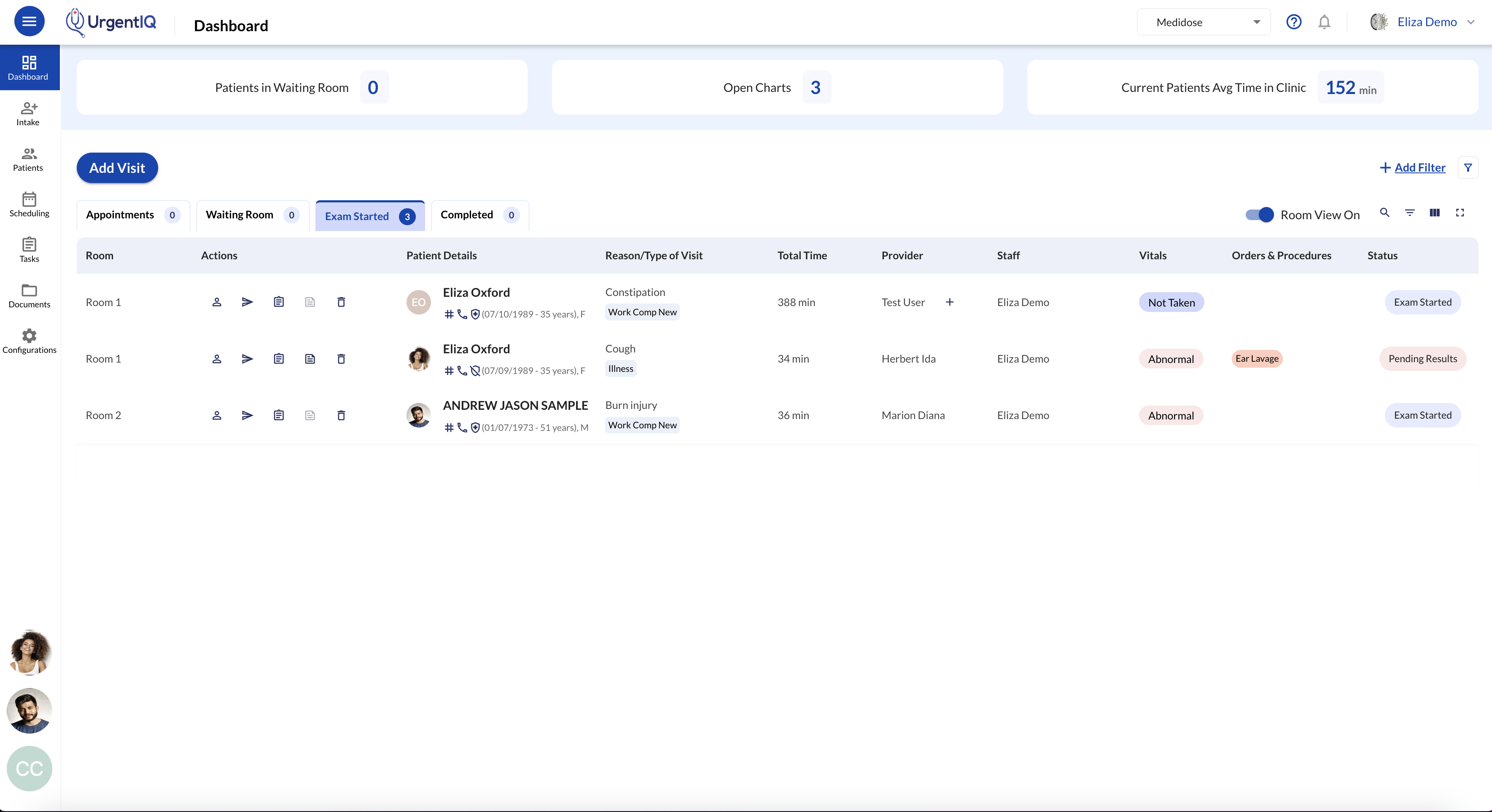 UrgentIQ screenshot: UrgentIQ integrated dashboard
