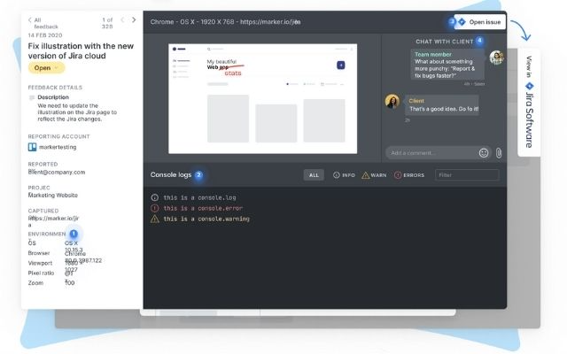Marker Software - With even more automatically added metadata and console logs. Easier than ever for developers to recreate and resolve your bugs.