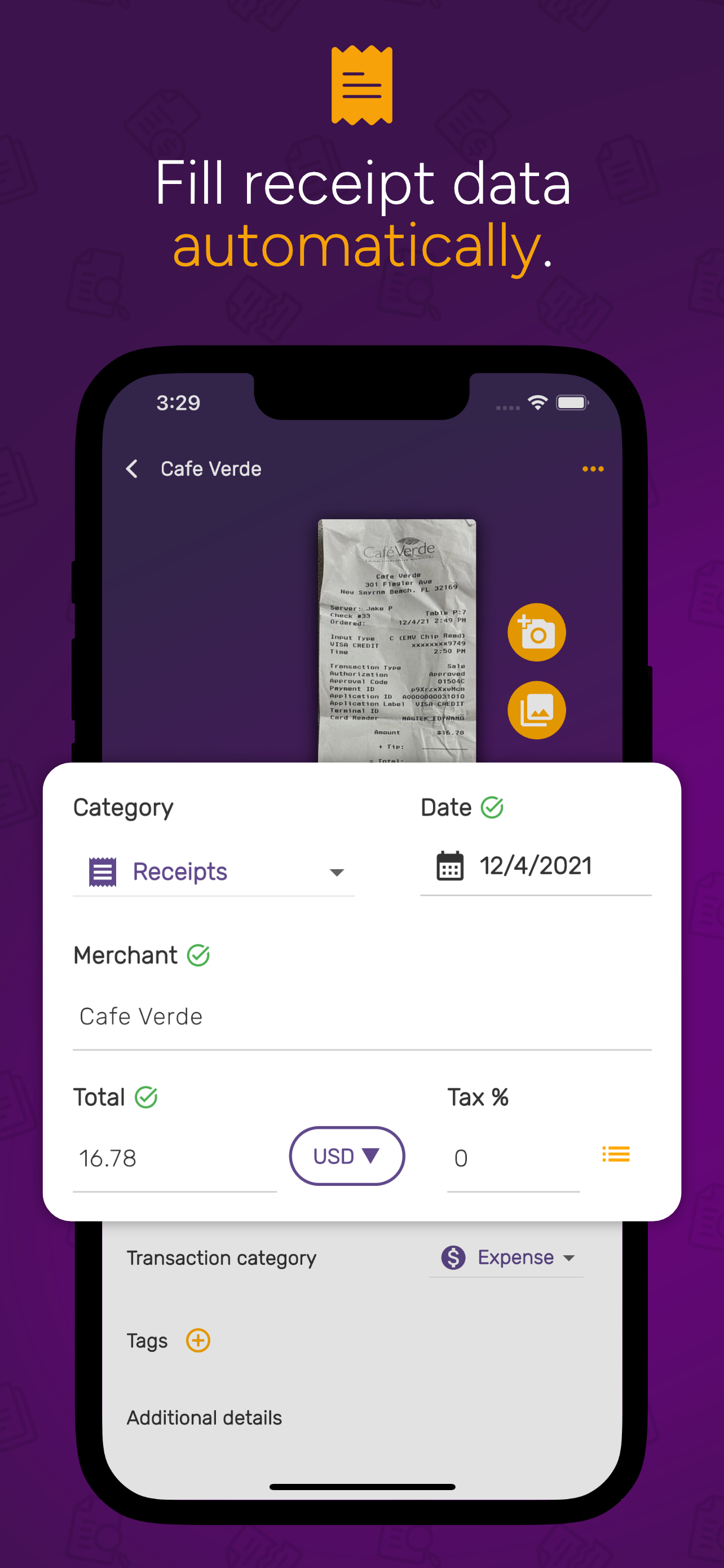 Use the latest AI technology to accurately scan receipts.