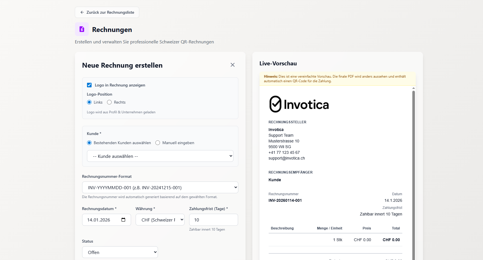 Invotica Software - Invotica create invoice