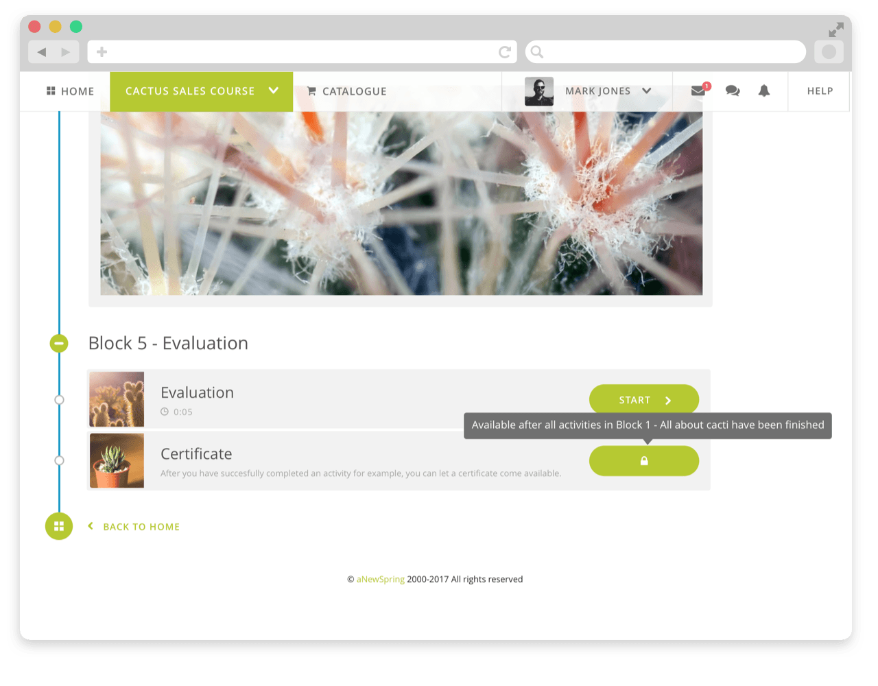 Specific learning activities become available when a condition is met, like achieving a certain score or after another activity is completed