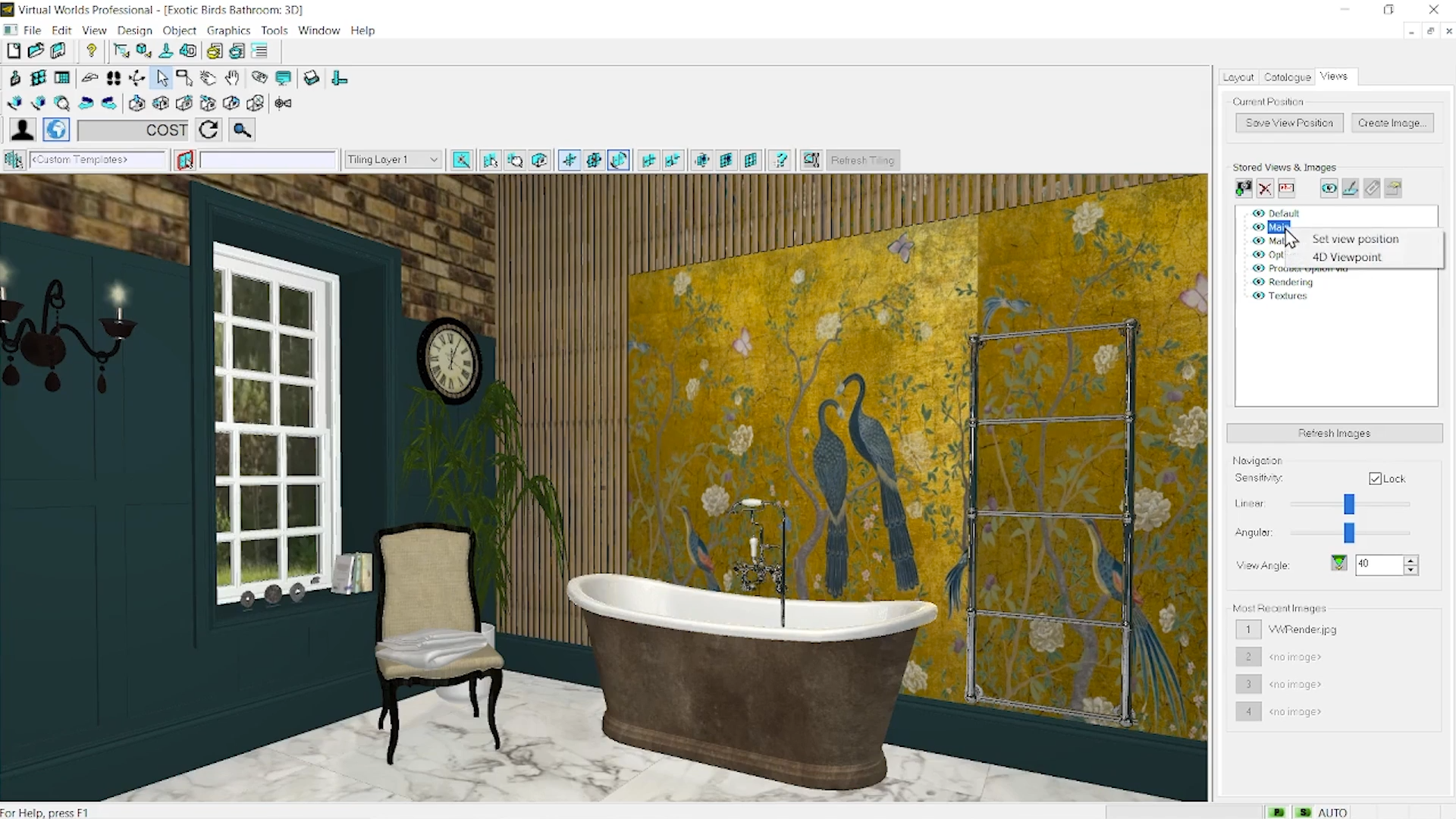 Virtual Worlds Pro Suite screenshot: Bathroom Design
