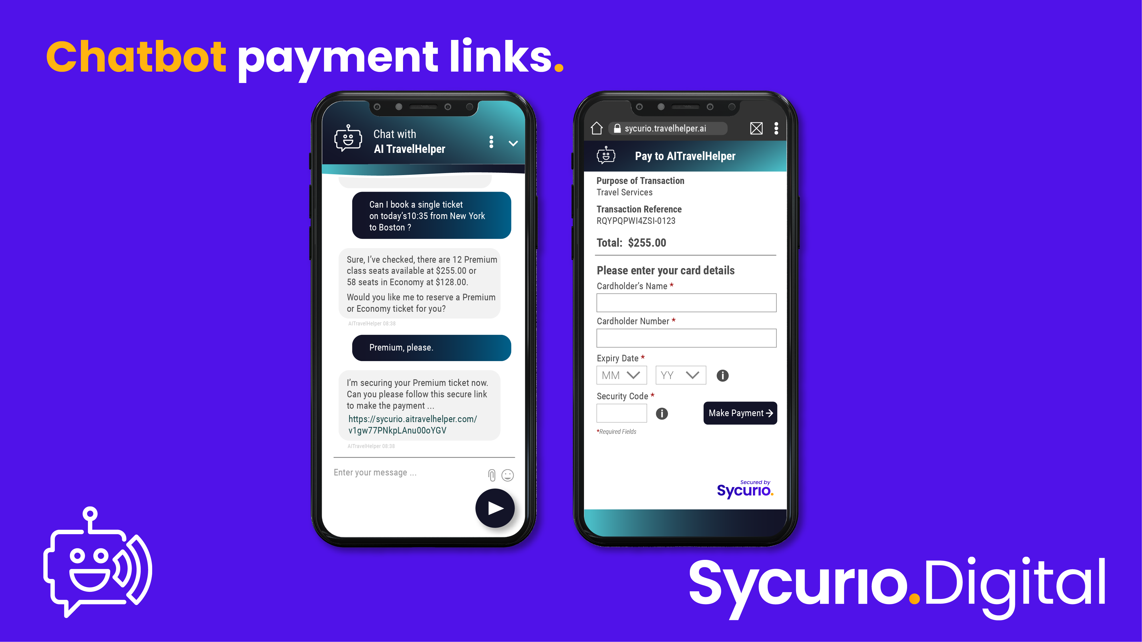 Sycurio.Digital Omnichannel Payment Links chatbot