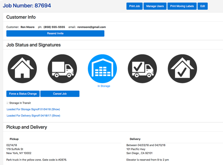Speedy Inventory Software - The dispatcher view allows users to track job status changes