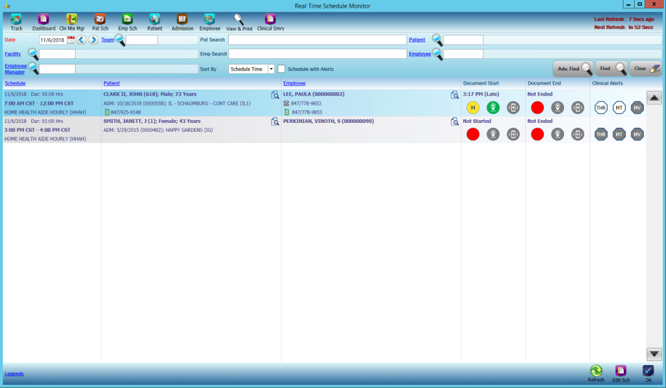 CareVoyant schedule monitor